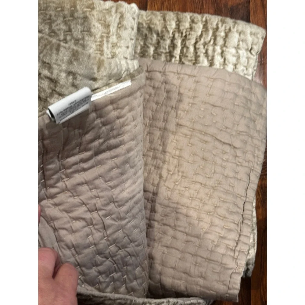Restoration Hardware RH Holiday Velvet Quilt King Cal King Champagne Beige 3 Pc